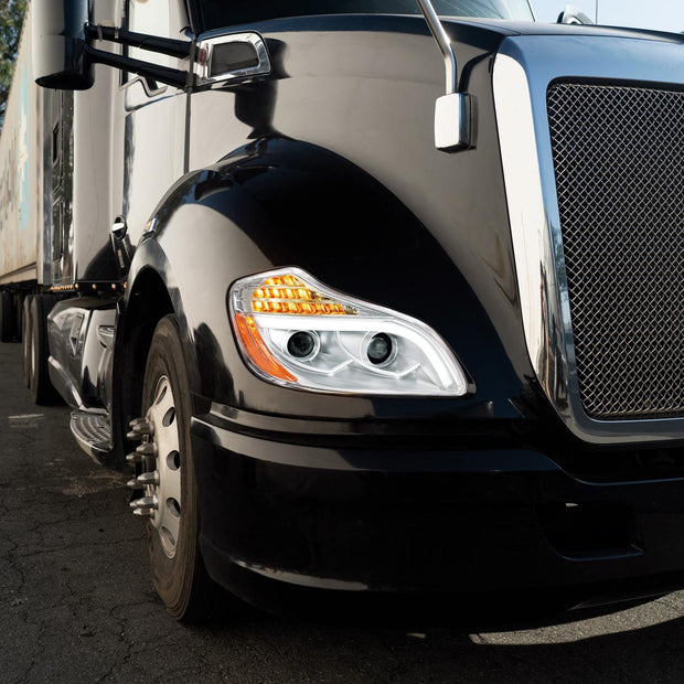 Chrome 8 LED Projection Headlight For 2013-2021 Kenworth T680-Passenger
