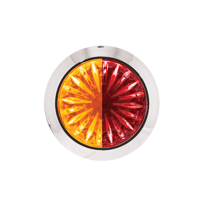4 LED 3/4" Mini Watermelon Double Fury Light With Clear Lens (Clearance/Marker) - Amber &amp; Red LED