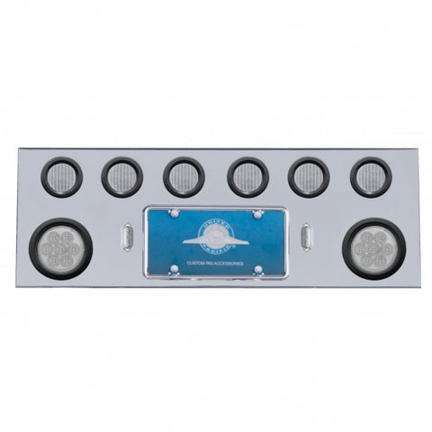 SS Rear Center Panel With 2X 7 LED 4" Reflector Lights & 6X 13 LED 2-1/2" Lights -Red LED/Clear Lens