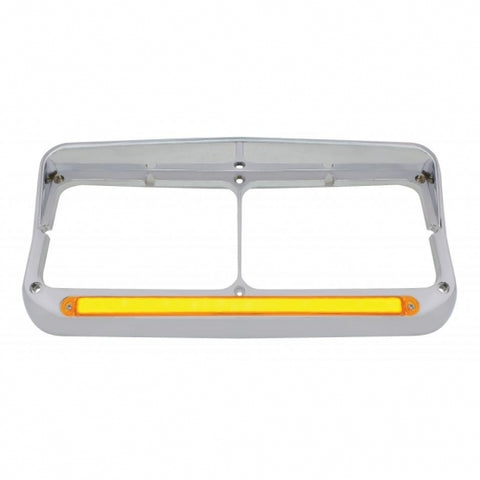 24 LED Rectangular Dual Headlight Bezel With Visor & GloLight - Amber LED/Amber Lens