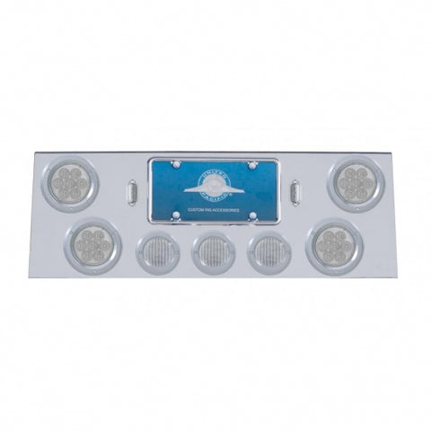 SS Rear Center Panel With 4X 7 LED 4" Reflector Lights & 3X 13 LED 2-1/2" Lights -Red LED/Clear Lens