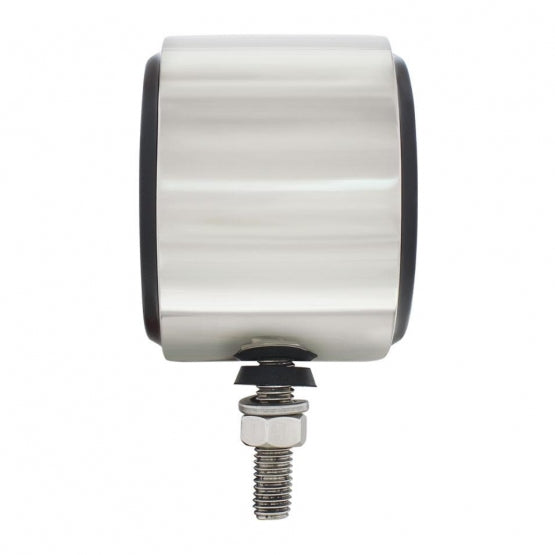 Stainless 2-1/2" Double Face Light With LED Lights &amp; Grommets - Amber &amp; Red LED/Clear Lens