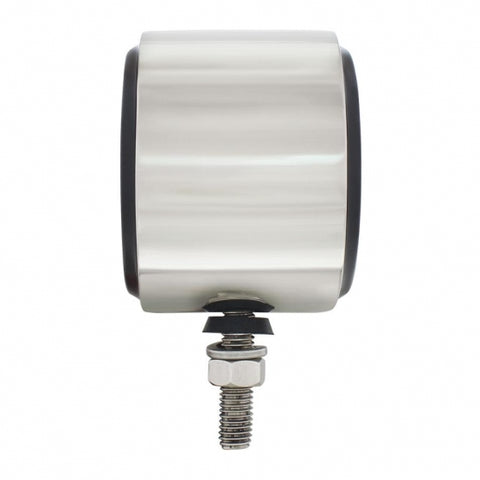 Stainless 2-1/2" Double Face Light With LED Lights & Grommets - Amber & Red LED/Clear Lens