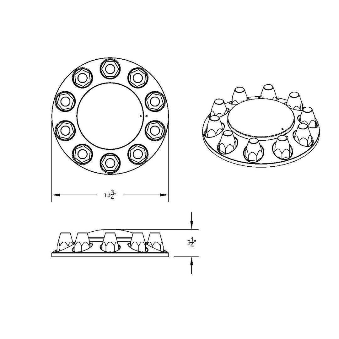 Dome Front Axle Cover With 33mm Standard Thread-On Nut Covers - Matte Black (Color Box)