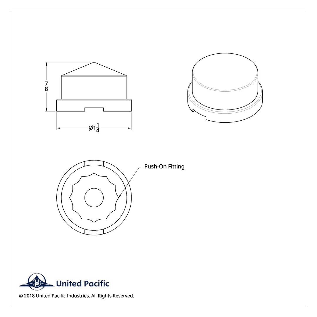 3/4" X 7/8" Chrome Plastic Pointed Nut Cover - Push-On