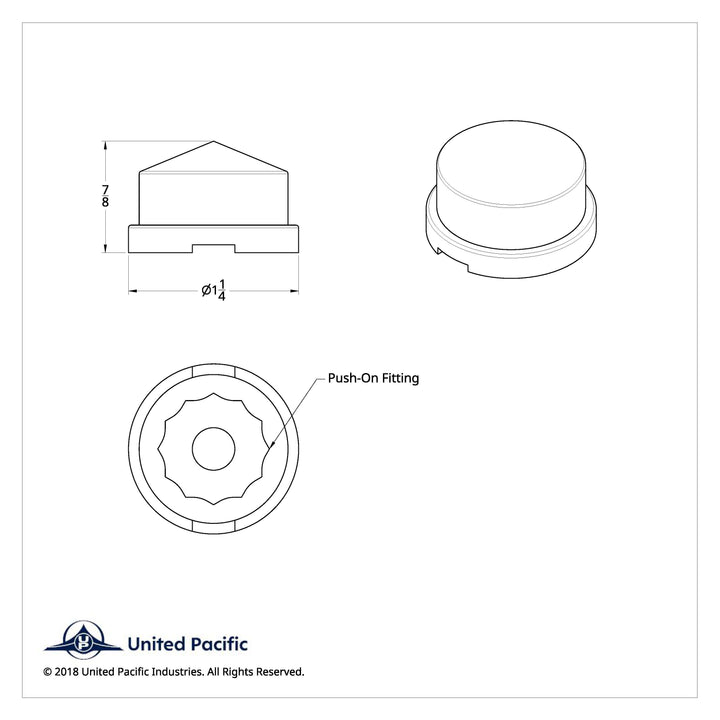 3/4" X 7/8" Chrome Plastic Pointed Nut Cover - Push-On