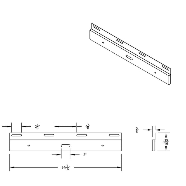 Stainless Top Mud Flap Plate - 17" Light Bar Cutout (Each)