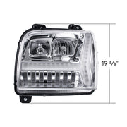 Chrome Headlight With LED DRL Light Bar & Turn Signal For 2018-2024 Kenworth W990-Driver