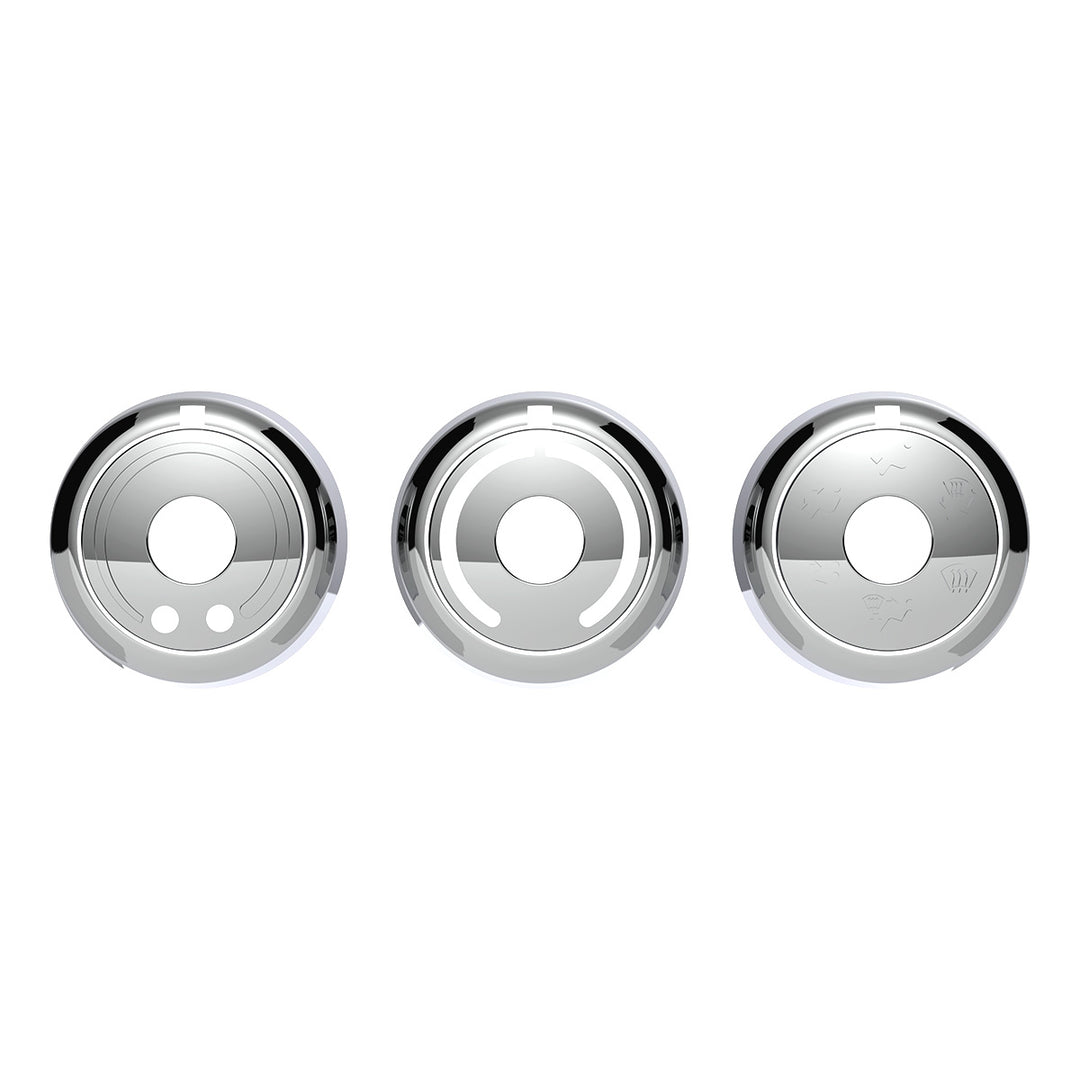 Chrome Plastic A/C Control 6-Piece Dial Covers For 2018-2023 Freightliner Cascadia