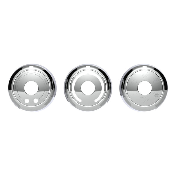 Chrome Plastic A/C Control 6-Piece Dial Covers For 2018-2023 Freightliner Cascadia