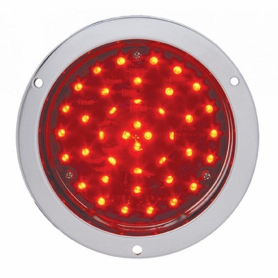 40 LED 4" Round Flange Mount Deep-Dish Light (Stop, Turn &amp; Tail) - Red LED/Red Lens
