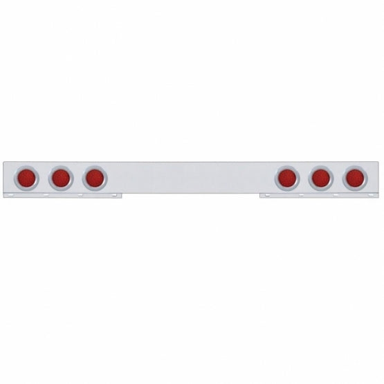 Stainless 1 Piece Rear Light Bar With 6X 36 LED 4" Lights &amp; Bezels - Red LED/Red Lens