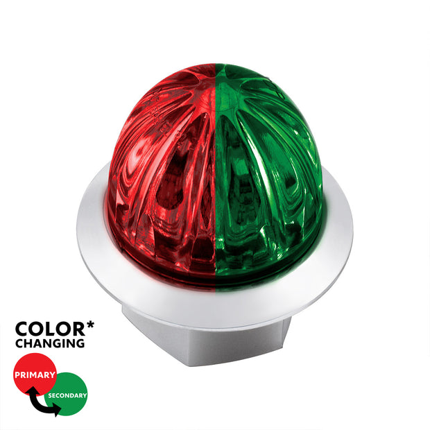 4 LED 3/4" Mini Watermelon Double Fury Light With Clear Lens (Clearance/Marker) - Red & Green LED