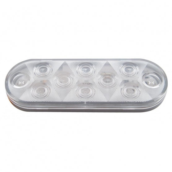 10 LED 6" Oval Light (Stop, Turn &amp; Tail) - Red LED/Clear Lens
