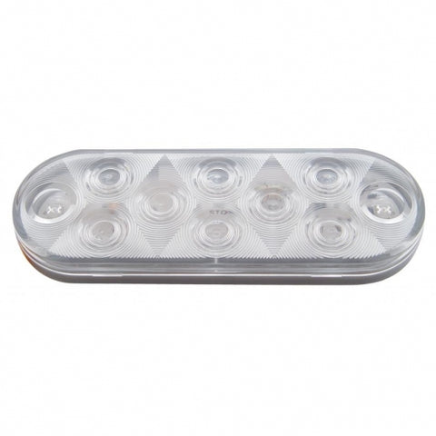 10 LED 6" Oval Light (Stop, Turn & Tail) - Red LED/Clear Lens
