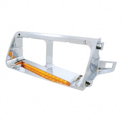 14 LED Headlight Bezel For 1989-2009 Freightliner FLD - Driver - Amber LED/Amber Lens
