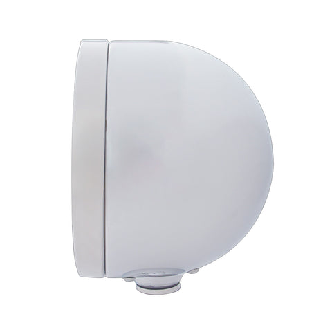 Stainless Steel Bullet Half Moon Headlight H4 With 10 Amber LED & Dual Mode LED Signal-Clear Lens