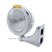 Stainless Steel Classic Headlight 6014 Bulb & LED Turn Signal - Amber Lens