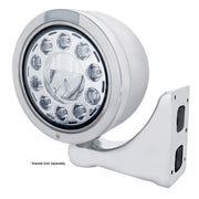 Stainless Bullet Half Moon Headlight 11 LED Bulb & LED Signal - Clear Lens