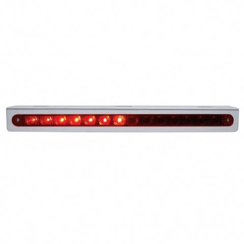 Stainless Light Bracket With 14 LED 12" Sequential Light Bar (Left to Right) - Red LED/Red Lens