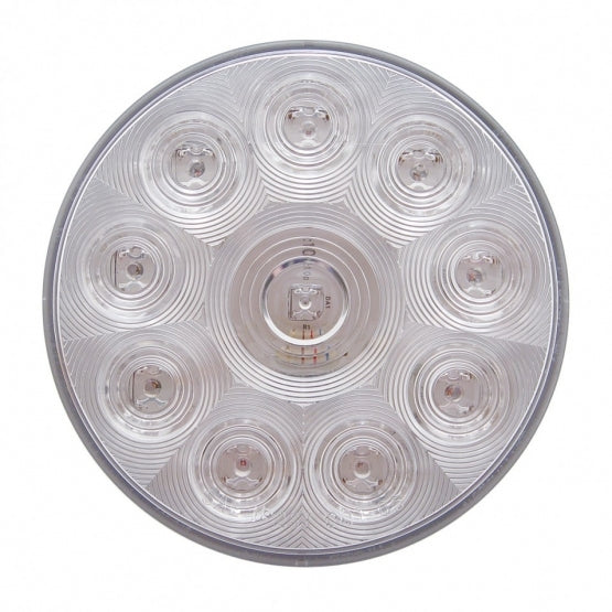 10 LED 4" Round Light (Stop, Turn &amp; Tail) - Red LED/Clear Lens