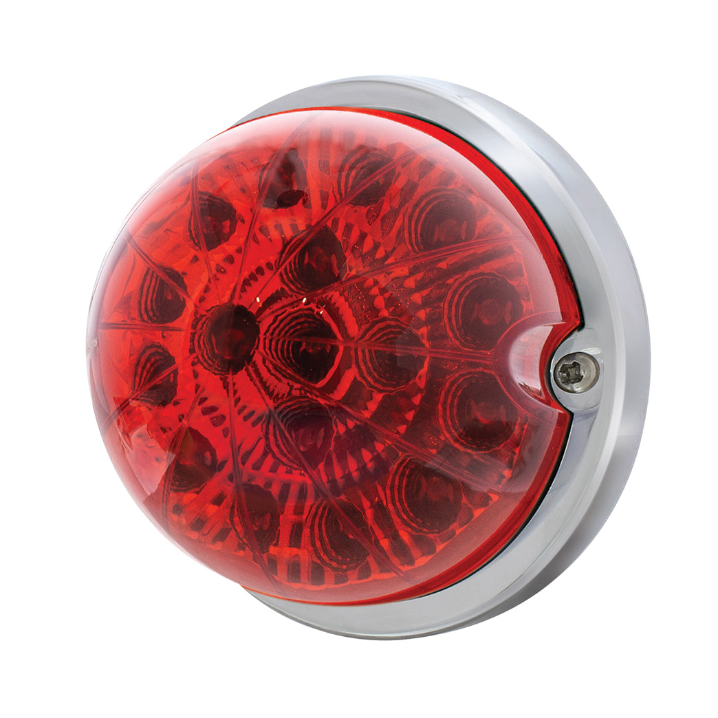 17 LED Dual Function Watermelon Clear Reflector Flush Mount Kit With Low Profile Bezel -Red LED &amp; Lens