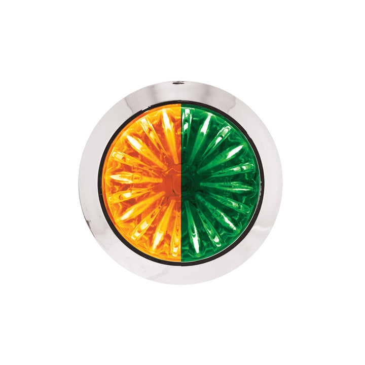 4 LED 3/4" Mini Watermelon Double Fury Light With Clear Lens (Clearance/Marker) - Amber &amp; Green LED