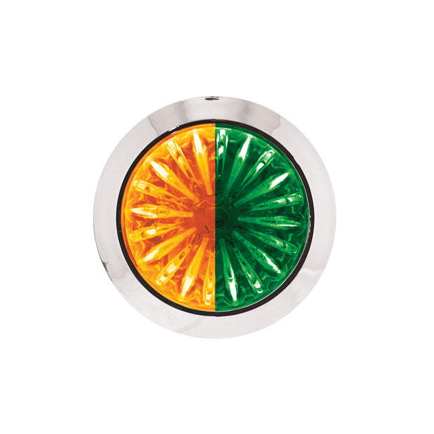 4 LED 3/4" Mini Watermelon Double Fury Light With Clear Lens (Clearance/Marker) - Amber & Green LED