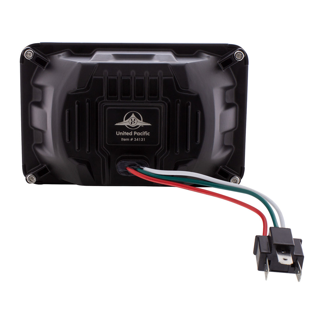 ULTRALIT - Heated 4" X 6" LED Headlight With Glass Lens &amp; Aluminum Housing - Low Beam - Chrome