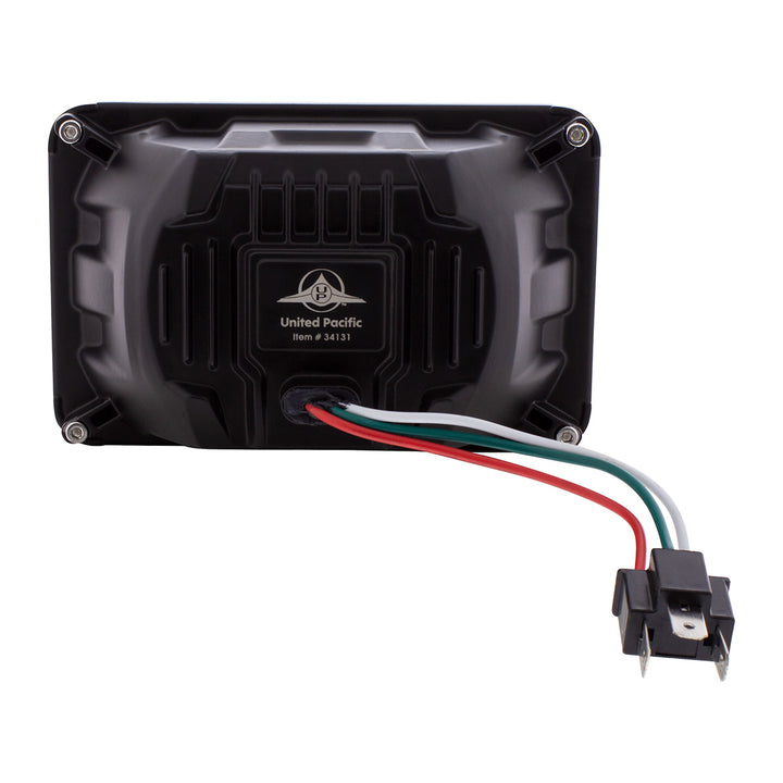 ULTRALIT - Heated 4" X 6" LED Headlight With Glass Lens &amp; Aluminum Housing - Low Beam - Chrome