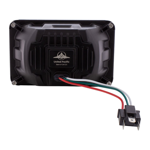 ULTRALIT - Heated 4" X 6" LED Headlight With Glass Lens & Aluminum Housing - Low Beam - Chrome