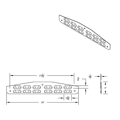 4" X 24" Stainless Louvered Bottom Mud Flap Plate - Bolt Thru
