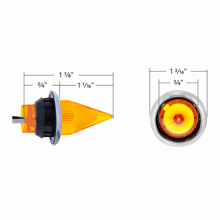 4 LED Dual Function 3/4" Mini Spike Light With SS Bezel (Clearance/Marker) - Amber LED/Amber Lens
