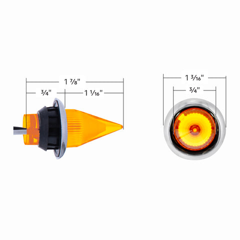4 LED Dual Function 3/4" Mini Spike Light With SS Bezel (Clearance/Marker) - Amber LED/Amber Lens