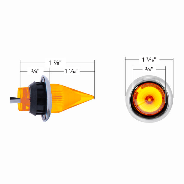 4 LED Dual Function 3/4" Mini Spike Light With SS Bezel (Clearance/Marker) - Amber LED/Amber Lens