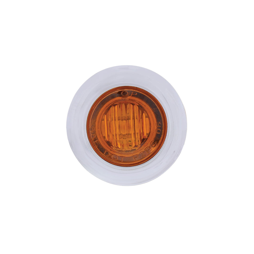 3 LED Dual Function 3/4" Mini Auxiliary/Utility Light With Bezel &amp; Washer - Amber LED/Amber Lens
