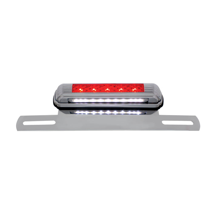 Chrome License Plate Light &amp; Bracket With Red LED 3rd Brake Light - Red LED/Red Lens