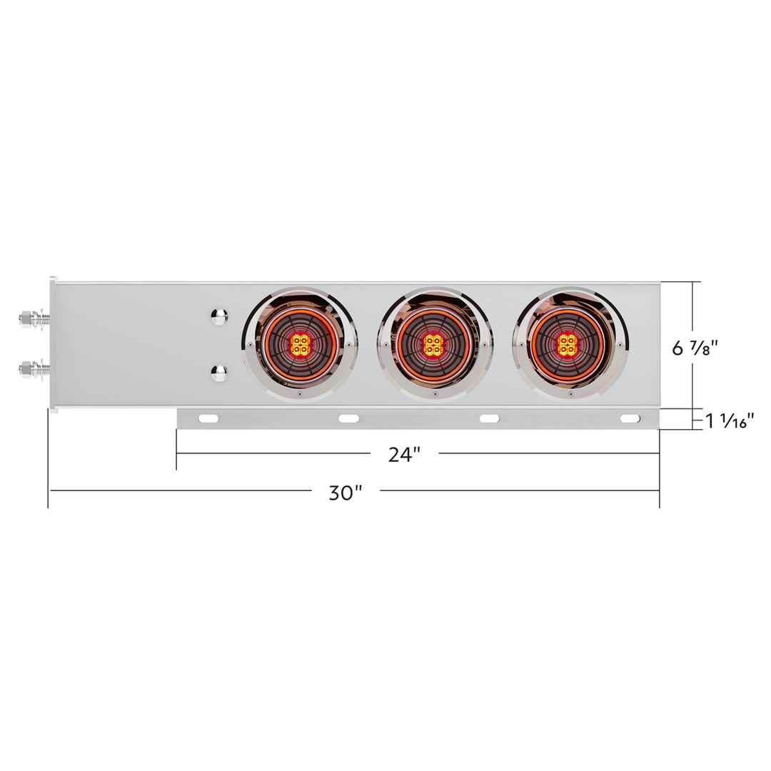 2-1/2" Bolt Pattern SS Spring Loaded Bar With 6X 4" 13 LED Abyss Lights &amp; Visors - Red LED/Clear Lens (Pair)