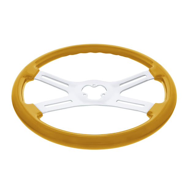 18" Vibrant Color 4 Spoke Steering Wheel - Electric Yellow