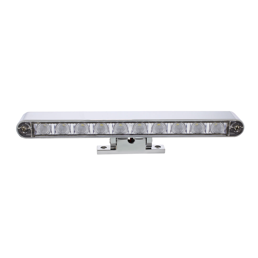 Chrome 10 LED Light Bar With 180 Degree Swivel Base - Dual Function White LED/Clear Lens