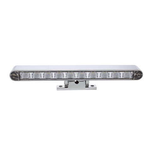 Chrome 10 LED Light Bar With 180 Degree Swivel Base - Dual Function White LED/Clear Lens