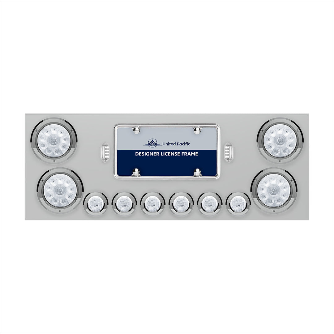 SS Rear Center Panel With 4X 10 LED 4" Lights &amp; 6X 9 LED 2" Lights -Red LED/Clear Lens