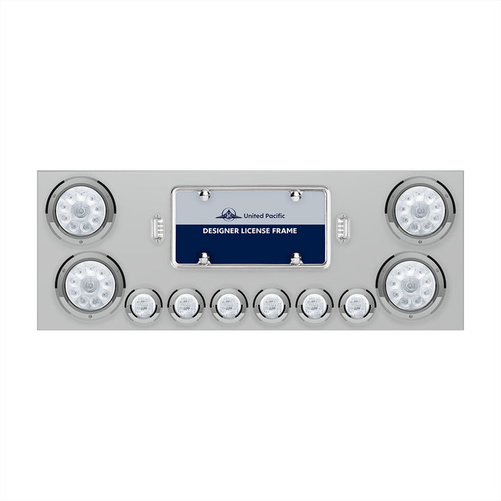 SS Rear Center Panel With 4X 10 LED 4" Lights &amp; 6X 9 LED 2" Lights -Red LED/Clear Lens