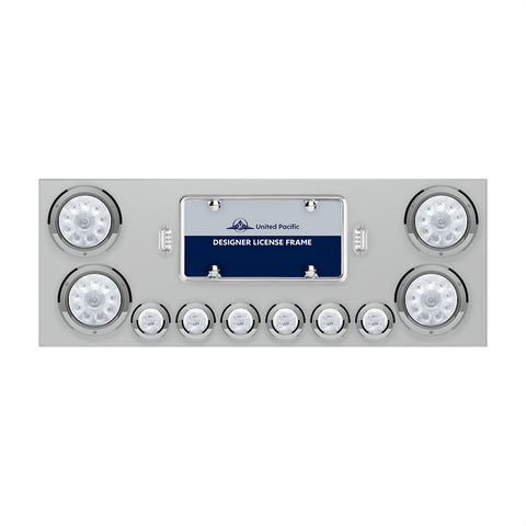 SS Rear Center Panel With 4X 10 LED 4" Lights & 6X 9 LED 2" Lights -Red LED/Clear Lens