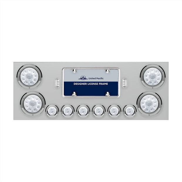 SS Rear Center Panel With 4X 10 LED 4" Lights & 6X 9 LED 2" Lights -Red LED/Clear Lens