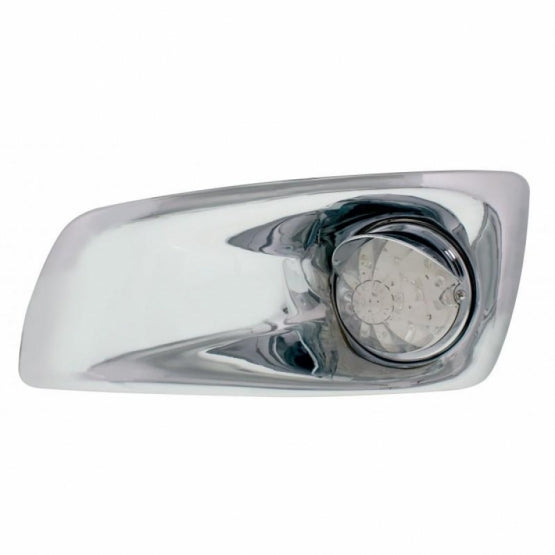 Fog Light Cover With 17 Amber LED Watermelon Light & Visor For 2007-17 KW T660- Driver -Clear Lens