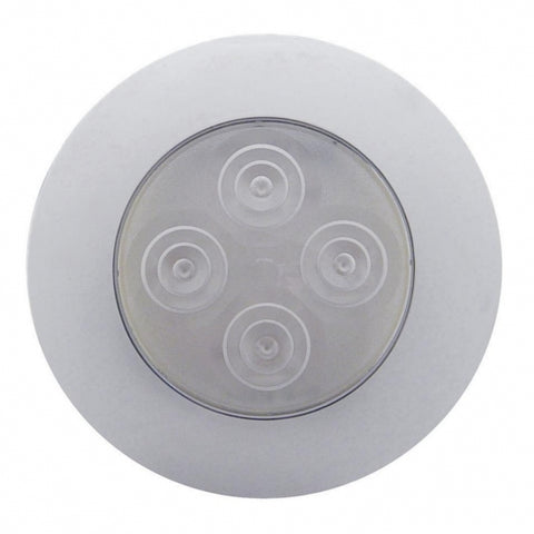 4 LED 1-3/4" Dome Light 3" Round Bezel-White LED/Clear Lens