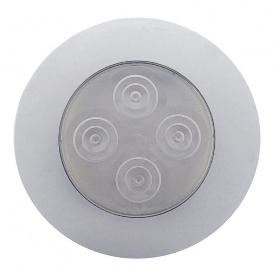 4 LED 1-3/4" Dome Light 3" Round Bezel-White LED/Clear Lens