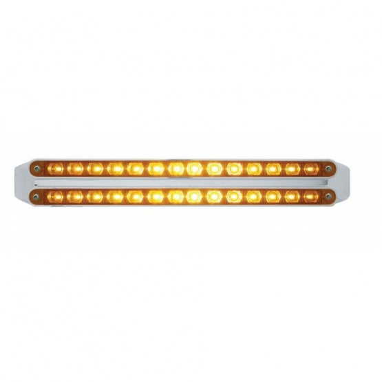 Dual 14 LED 12" Turn Signal Light Bars - Amber LED/Amber Lens