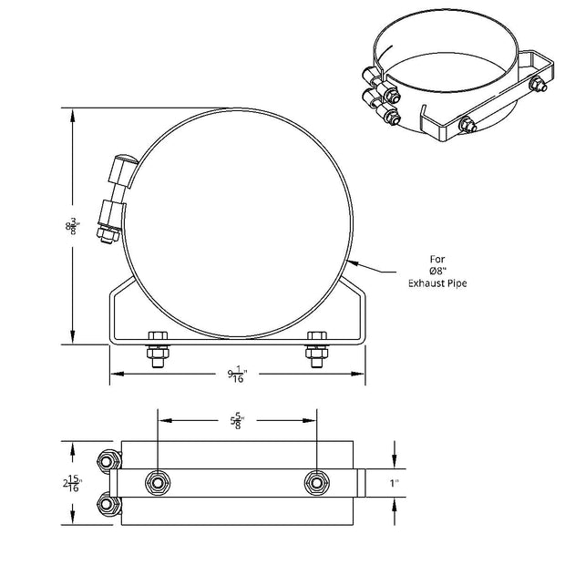 8" Stainless Wide Band Exhaust Clamp